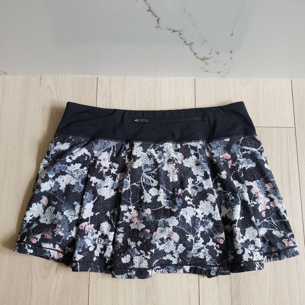 Lululemon Pace Rival Skirt Womens XS 4 Spring Bloom Black Swift Skort W8849R‎